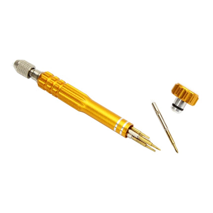 JF-6688 5 in 1 Metal Multi-purpose Pen Style Screwdriver Set for Phone Repair(Gold)-garmade.com