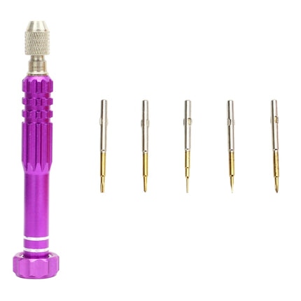 JF-6688 5 in 1 Metal Multi-purpose Pen Style Screwdriver Set for Phone Repair(Purple)-garmade.com