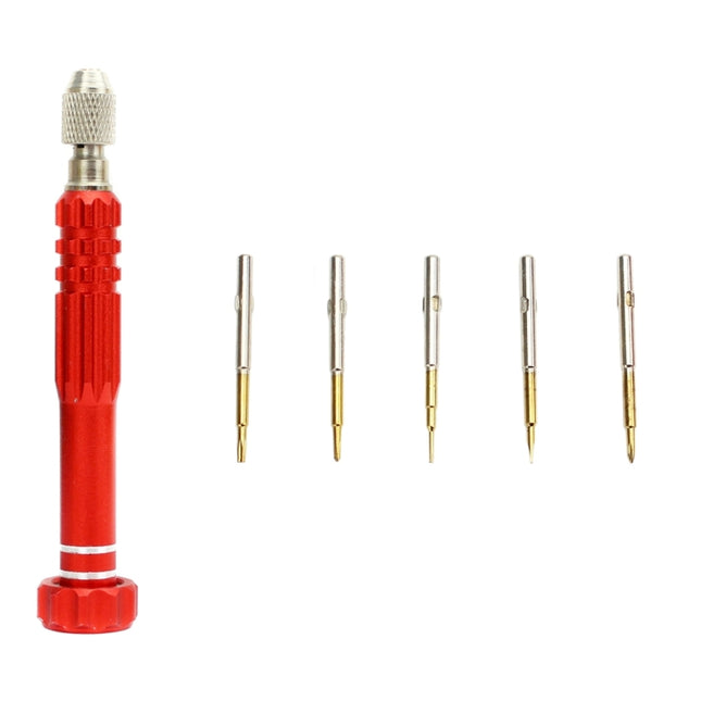 JF-6688 5 in 1 Metal Multi-purpose Pen Style Screwdriver Set for Phone Repair(Red)-garmade.com