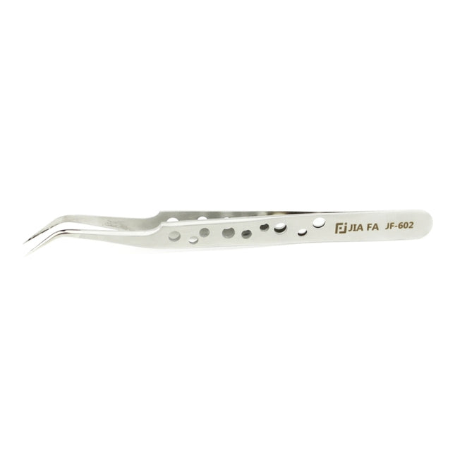 JIAFA JF-602 High-strength Curved Tip Tweezers(Silver)-garmade.com