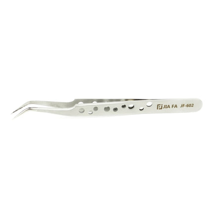 JIAFA JF-602 High-strength Curved Tip Tweezers(Silver)-garmade.com