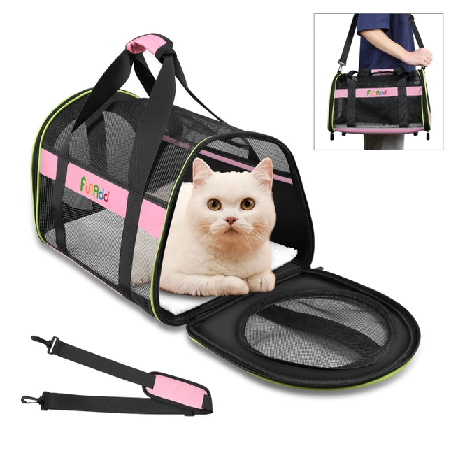 FUNADD Pet Travel Carrier Bag Shoulder Foldable Tote Bag(Pink)-garmade.com