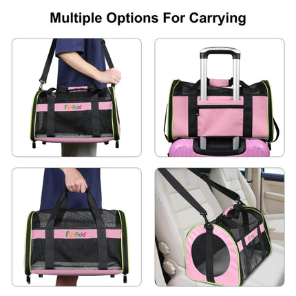 FUNADD Pet Travel Carrier Bag Shoulder Foldable Tote Bag(Pink)-garmade.com