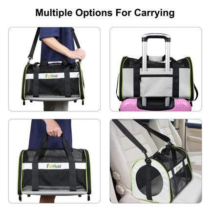 FUNADD Pet Travel Carrier Bag Shoulder Foldable Tote Bag(Grey)-garmade.com