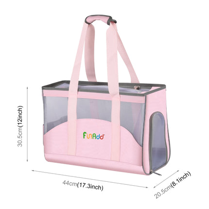 FUNADD Portable Breathable Pet Bag Outdoor Shoulder Tote Bag (Pink)-garmade.com
