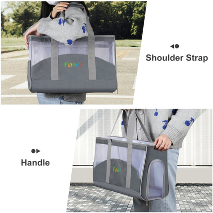 FUNADD Portable Breathable Pet Bag Outdoor Shoulder Tote Bag (Grey)-garmade.com