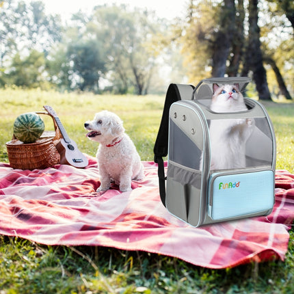 FUNADD Fold Breathable Pet Backpack Outdoor Shoulders Cat Bag(Blue)-garmade.com