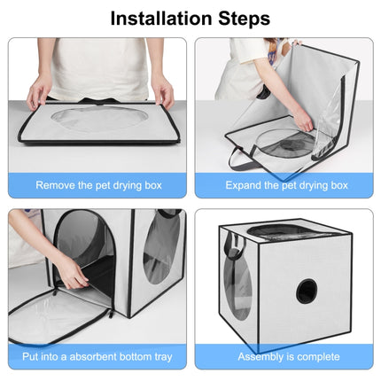 FUNADD Pet Bath Drying Box Portable Folding Dryer Cage, Suitable for Pets up to 5kg(Grey)-garmade.com