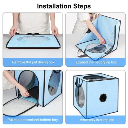 FUNADD Pet Bath Drying Box Portable Folding Dryer Cage, Suitable for Pets up to 5kg(Blue)-garmade.com