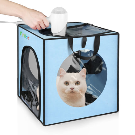 FUNADD Pet Bath Drying Box Portable Folding Dryer Cage, Suitable for Pets up to 5kg(Blue)-garmade.com