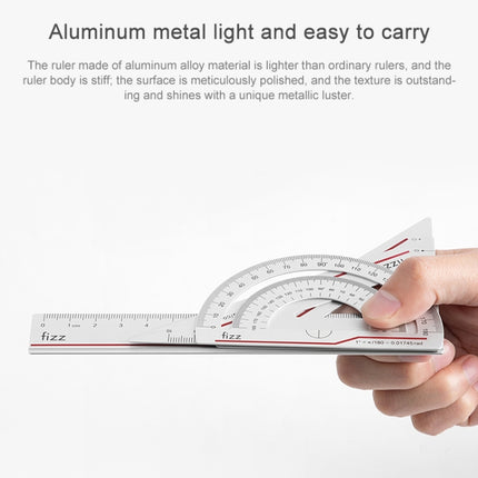 Original Xiaomi Youpin Fizz Aluminum Alloy Ruler Set Ruler Drawing Measurement Geometric Triangle Protractor (Red)-garmade.com