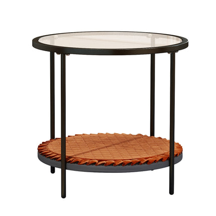 [US Warehouse] Coffee Table Share with Pets Multi-function Tempered Glass Round Shape Tabletop Tea Table, Size: 21.6x21.6x20.2 inch-garmade.com