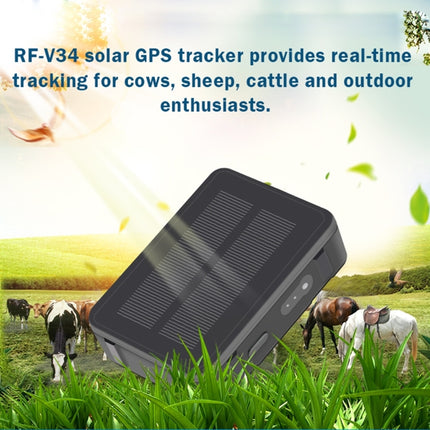 RF-V34 Sheep Cow Cattle Livestock IP67 Waterproof Solar GSM GPS WiFi Tracking without Fixed Bottom Plate, Support Voice Monitoring & Anti-remove Alarm & SOS-garmade.com