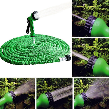 15-45m Telescopic Pipe Expandable Magic Flexible Garden Watering Hose with Spray Gun Set (Green)-garmade.com
