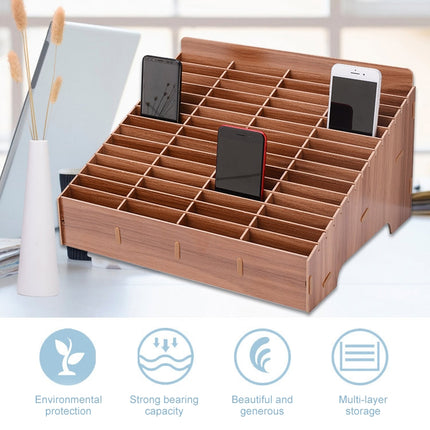 Wooden Multi-cell Mobile Phone Film Stand Desktop Accessories Display Rack, 14 Grids, Size: 21x17x16cm (Brown)-garmade.com