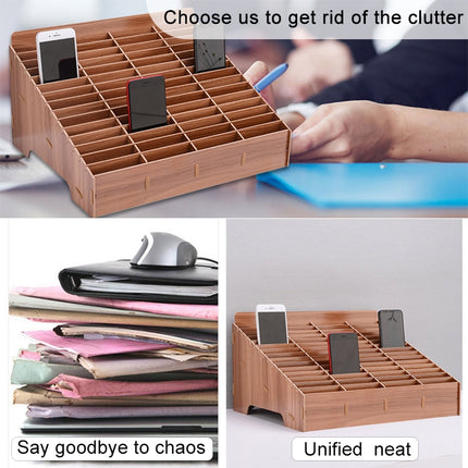 Wooden Multi-cell Mobile Phone Film Stand Desktop Accessories Display Rack, 14 Grids, Size: 21x17x16cm (Brown)-garmade.com