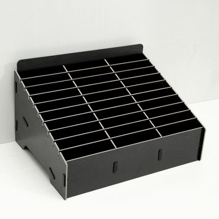 Wooden Multi-cell Mobile Phone Film Stand Desktop Display Rack, 30 Grids, Size: 31.5x23.5x18.5cm (Black)-garmade.com