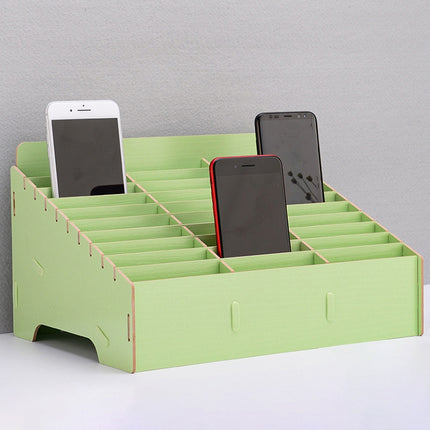 Wooden Multi-cell Mobile Phone Film Stand Desktop Display Rack, 30 Grids, Size: 31.5x23.5x18.5cm (Green)-garmade.com