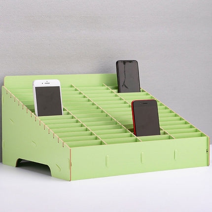 Wooden Multi-cell Mobile Phone Film Stand Desktop Display Rack, 60 Grids, Size: 41.7x34.5x23cm (Green)-garmade.com