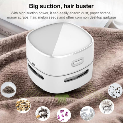 4W Hardcover Rechargeable Style Portable Handheld Wireless Mini Desktop Vacuum Cleaner(White)-garmade.com