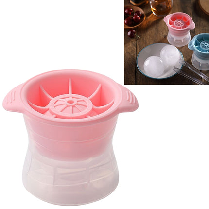 Home Spherical Ice Lattice Whisky Wine Ice Cube Maker Silicone Trays Mold with Cover (Pink)-garmade.com