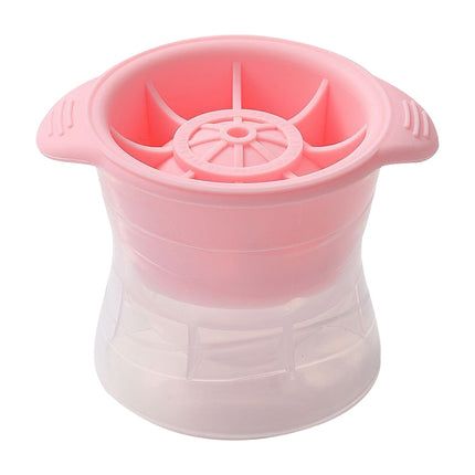 Home Spherical Ice Lattice Whisky Wine Ice Cube Maker Silicone Trays Mold with Cover (Pink)-garmade.com