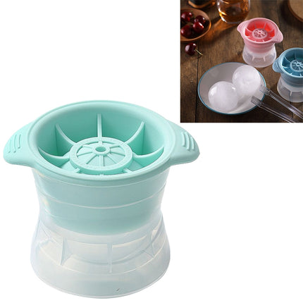 Home Spherical Ice Lattice Whisky Wine Ice Cube Maker Silicone Trays Mold with Cover (Mint Green)-garmade.com