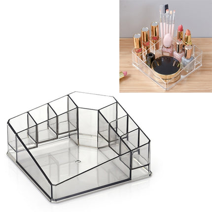 Desktop Makeup Box Transparent Lipstick Multi-function Desktop Cosmetics Shelf Storage Box (Black)-garmade.com