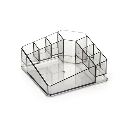 Desktop Makeup Box Transparent Lipstick Multi-function Desktop Cosmetics Shelf Storage Box (Black)-garmade.com