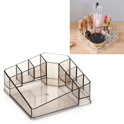 Desktop Makeup Box Transparent Lipstick Multi-function Desktop Cosmetics Shelf Storage Box (Coffee)-garmade.com