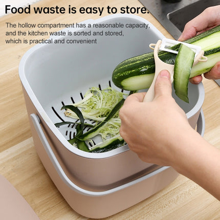 Household Creative Kitchen Trash Can With Cover Simple Fashion Classification Garbage Bin Residue Filter Bin(Khaki)-garmade.com