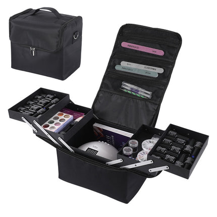 Removable Simple Portable Makeup Beauty Nail Storage Box (Black)-garmade.com