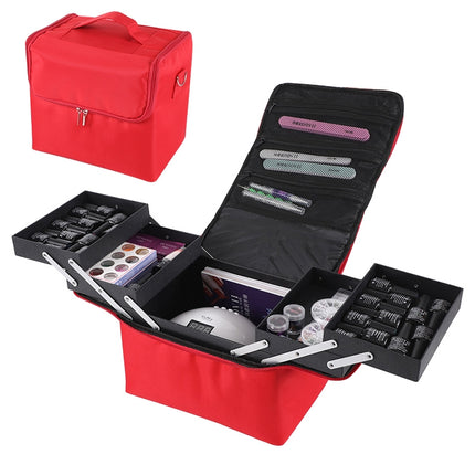 Removable Simple Portable Makeup Beauty Nail Storage Box (Red)-garmade.com
