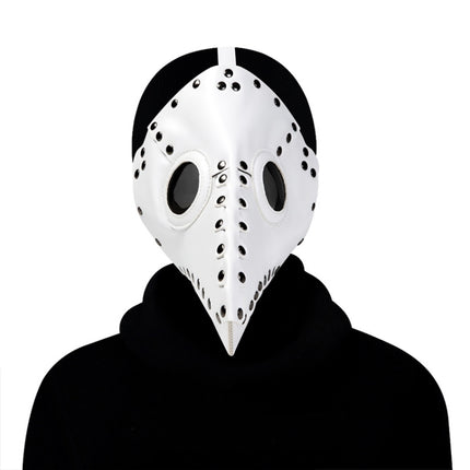 HG65005 Halloween Dress Up Props Rivets Beak Shape Mask(White)-garmade.com