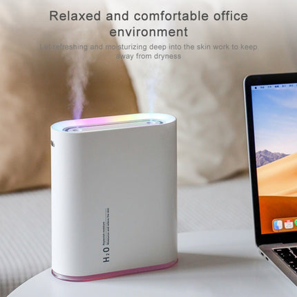 Y10 Runway Dual Jet Humidifier Colorful Marquee Night Light 1L Air Purifier for Home Office(White)-garmade.com