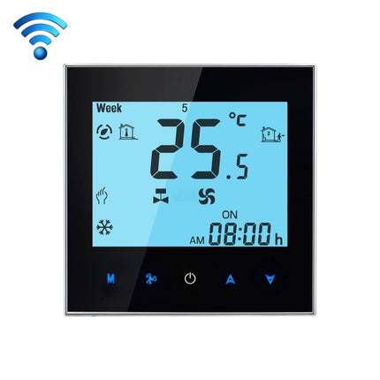LCD Display Air Conditioning 2-Pipe Programmable Room Thermostat for Fan Coil Unit, Supports Wifi(Black)-garmade.com