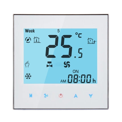 LCD Display Air Conditioning 2-Pipe Programmable Room Thermostat for Fan Coil Unit, Supports Wifi(White)-garmade.com