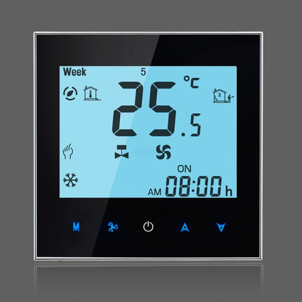 LCD Display Air Conditioning 2-Pipe Programmable Room Thermostat for Fan Coil Unit, Supports Wifi(Black)-garmade.com