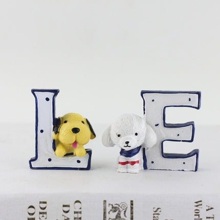 Creative Resin LOVE Navy Family Set Dolls Ornaments Wedding Bedroom Decoration Gifts (Blue)-garmade.com