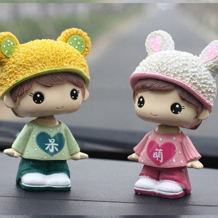 Creative Resin Cartoon Shaking Head Adorkable Couple Ornaments Car Home Bedroom Decoration Gifts-garmade.com