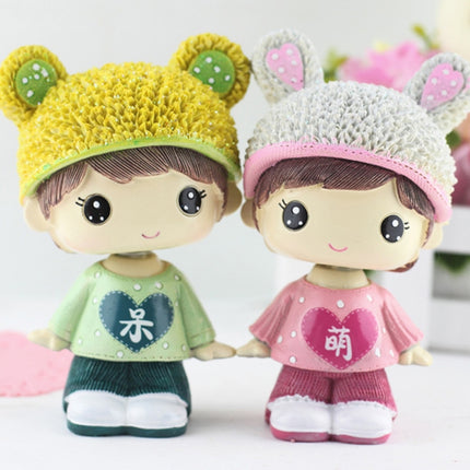 Creative Resin Cartoon Shaking Head Adorkable Couple Ornaments Car Home Bedroom Decoration Gifts-garmade.com