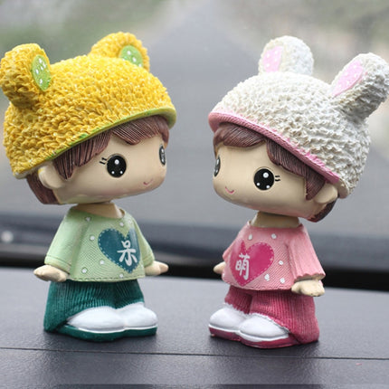 Creative Resin Cartoon Shaking Head Adorkable Couple Ornaments Car Home Bedroom Decoration Gifts-garmade.com