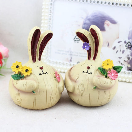 2 PCS Creative Resin Crafts Large Cute Fat Garlic Rabbit Ornaments Home Bar Decoration-garmade.com