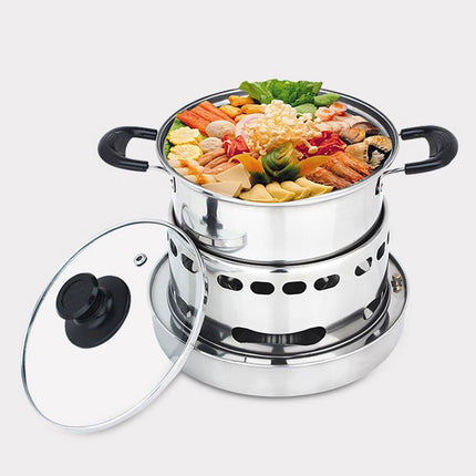 Portable Outdoor Stainless Steel Wick Alcohol Stove Single Small Pot Set, Size: 14cm-garmade.com