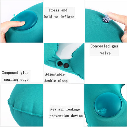 Portable Press Type Automatic Inflating Travel U-shape Neck Pillow (Grey)-garmade.com
