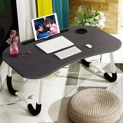 Foldable Non-slip Laptop Desk Table Stand with Card Slot & Cup Slot (Black)-garmade.com
