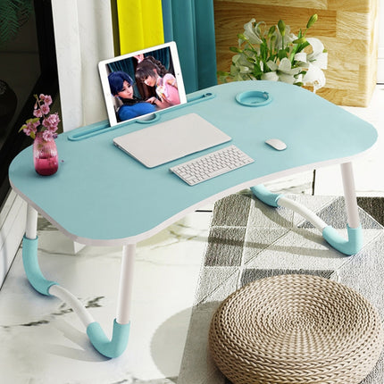 Foldable Non-slip Laptop Desk Table Stand with Card Slot & Cup Slot (Sky Blue)-garmade.com