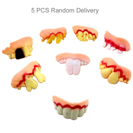 5 PCS Halloween Prank Funny Various Modelling Entire Scary Bucktooth Dentures Teeth Fake Braces for Party Club, Random Style Delivery-garmade.com