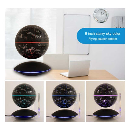 6 inch Rotation Illuminating English Magnetic Levitation Globe Office Crafts Ornaments, US Plug(Black)-garmade.com