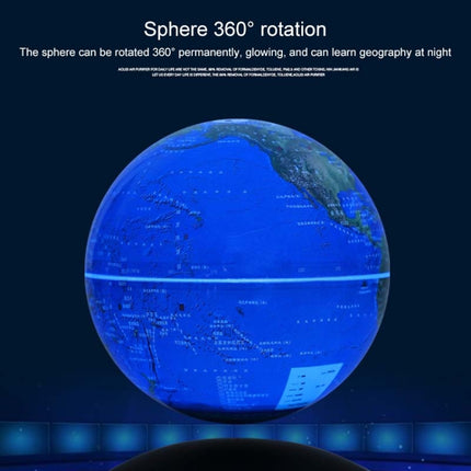 6 inch Rotation Illuminating English Magnetic Levitation Globe Office Crafts Ornaments, US Plug(Black)-garmade.com